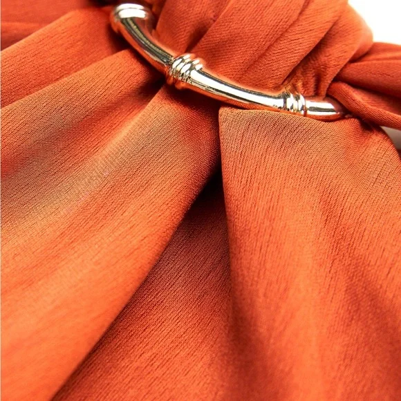 Halston Heritage Genevieve Orange Maxi Satin Evening Dress Sz 2 595$